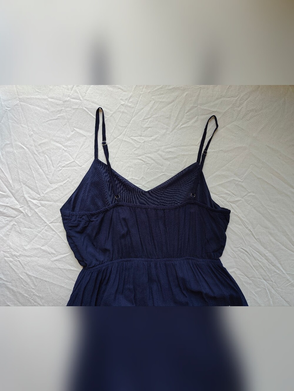 Vintage Y2K A. Calin Navy Blue Boho Embroidered Lace Trim Cami Sundress Size S - Picture 4 of 10